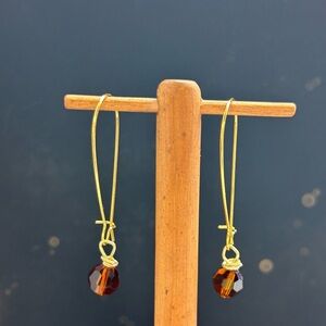 Earrings handmade, kidney wire backs, beautiful jewelry, versatile brown, dainty